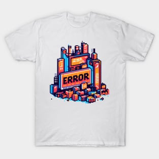 Retro Pixel Gaming City Error T-Shirt